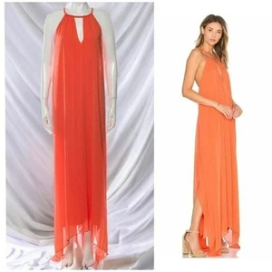 Alice + Olivia Jaelyn Orange Halter Dress w/ Braided Neckline SZ M NWT - Picture 1 of 8