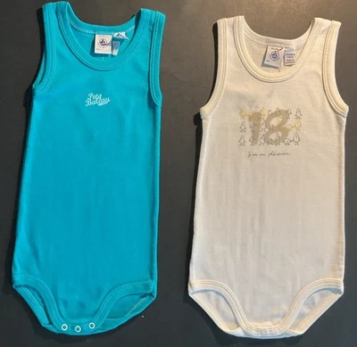 FRENCH PETIT BATEAU 18 MO BABY BOY LOT OF 2 TANK BODYSUITS 100% COTTON NWT - Image 1 of 3