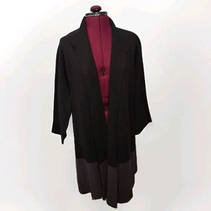 EILEEN FISHER Duster Cardigan Sweater Sz 1x Silk Blend Color Block Lagenlook - Picture 1 of 15