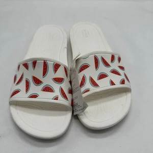 Crocs Sloane Women's Size 7 Shoes White Slides Watermelon Flip Flop Sandals - Picture 1 of 9