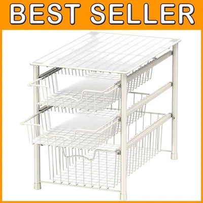 Stackable Sliding Basket Storage Organizer - White - Image 1 of 4
