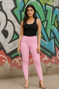 Damen Frauen einfache Leggings volle Länge Baumwolle schwarz + Farben UK Größe 6-26 - Bild 1 von 19