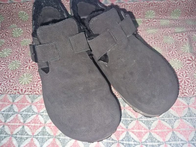 BIRKENSTOCK Gr. 40 "London" mit Lammfell in Schwarz Veloursleder - Bild 1 von 4