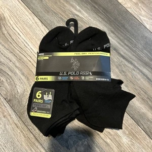 U.S. Polo Assn. Men's 6-Pair Low Cut Socks Black For Shoe Size 6-12 Large - Picture 1 of 2
