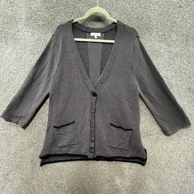Cárdigan Suéter Habitat Mujer XL Gris Abotonado Manga 3/4 Algodón Artístico Cuello en V Foto 1 de 4