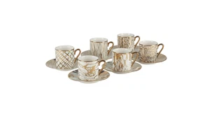 Certified International Matrix Gold 4 oz. Espressotasse Untertasse 6er Set - Bild 1 von 8