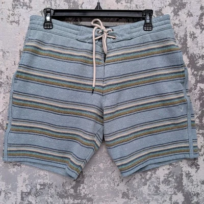 Pantalones Cortos para Sudar VISSLA Salón a Rayas Para Hombre Medianos 30" Azul Verde Tostado Cordón Foto 1 de 4