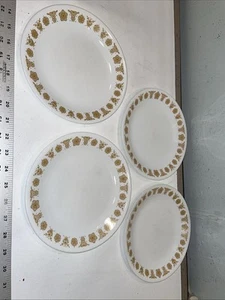 Corelle Pyrex BUTTERFLY GOLD 8 1/2” Salad Bread Plate Set of 4 Vintage Dishes - Picture 1 of 5