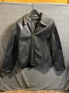 Herren Wilsons Leder Schwarz Leder Bomber Jacke Größe Large Tall Vintage - Bild 1 von 15