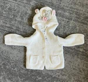 Girls Gap Baby Knitted Button Up Hooded Sweater 6-12 Months Unicorn Q8