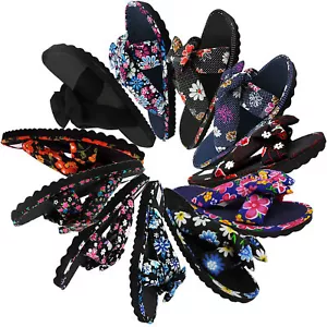 NEW WOMEN LADIES FLAT SLIP ON FABRIC MULES SUMMER SANDAL FLIP FLOPS SLIPPER SIZE - Picture 1 of 10