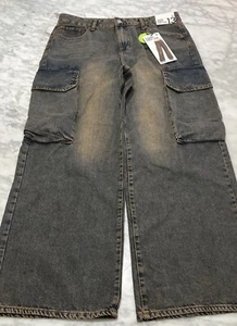 Low Rise Slouchy Street Jeans Women’s 13/31 Cargo Wide Leg Faded Skate Blue NWT - Picture 1 of 15