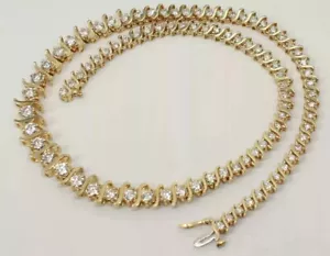 25Ct Round Lab Created Diamond 18" Tennis Necklace 14K Yellow Gold Plated Women - Picture 1 of 4