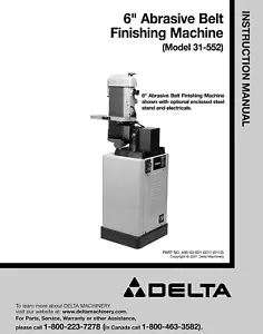 Delta 31-552 6 Zoll Riemenveredelungsmaschine Bedienungsanleitung - Bild 1 von 1