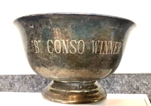 Vintage TROPHY CUP Conso Winner Consolazione Silverplate piatto ciotola Old Find KT - Foto 1 di 9