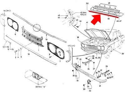 1968-1974 for Datsun 510 Bluebird 1600 cowl weatherstrip rubber seal hood rear - Image 1 of 4