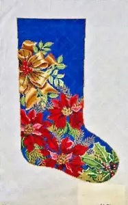 hand painted needlepoint stocking Poinsettia The Meredith Collection - Picture 1 of 1
