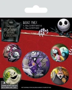 OFFICIAL LICENSED - NIGHTMARE BEFORE CHRISTMAS - CHARACTERS 5 BADGE PACK - Picture 1 of 1