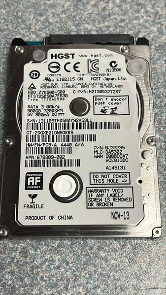 HGST 500GB 7200RPM 2.5" SATA Laptop Hard Drive HTS725050A7E630 - Image 1 of 1