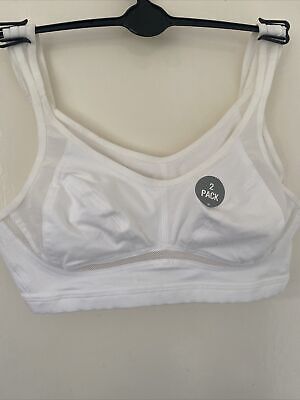 BNWT Marks & Spencer Non Wired COTTON RICH High Impact Sports Bra - 2 Pack - 36D • 21.54€