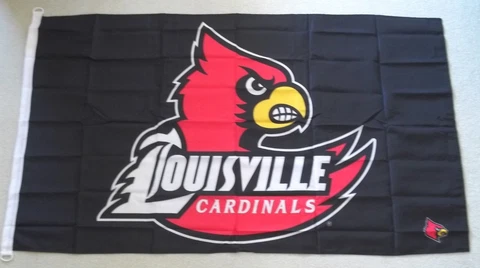 University of Louisville Cardinals Flag-Banner 3' x 5' Red & White on Black Cover