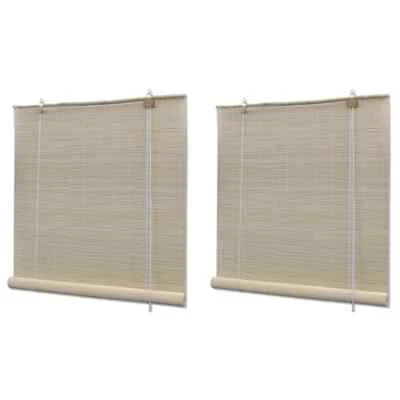 4x Stores à Rouleau Bambou Naturel Roulant Occultant Enrouleur Chambre vidaXL - Photo 1/2