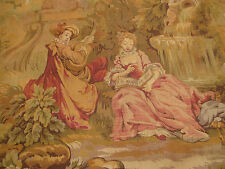 Nice Antique  French wall tapestry country figures & nature scene 77x48