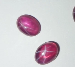 Transparent Star Ruby Oval 8x6 mm Cabochon 6 Rayed Lab-created Stone 2 pcs Lot - Picture 1 of 12