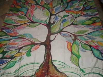 Tree of Life Shower Bath Curtain Stylized Modern Contemporary Pop Art Colorful  - Image 1 of 4