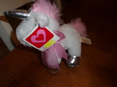 Dandee DAN DEE BUNNY PELUCHE LOVEY rosa unicornio blanco METÁLICO 8" con etiqueta Foto 1 de 2