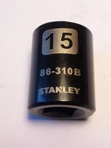 Stanley 15 mm x 3/8" Standard Socket 86-310B Black Chrome Free USA Shipping - Picture 1 of 3