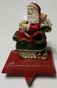 cast iron and resin Christmas stocking holder Santa sleigh with presents #2 - Picture 1 of 5