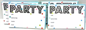 American Greetings 48 Partyeinladungen weiß schwarz mit bunten Tupfen - Bild 1 von 4