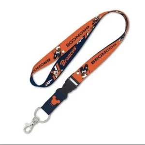 Denver Broncos Disney Mickey NFL Lanyard Clip Neck Tag Strap Buckle Keychain - Picture 1 of 1