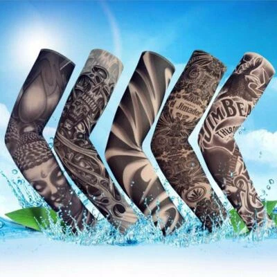 5 pcs Tattoo Cooling Arm Sleeves Cover Basketball Golf Sport UV Sun Protection - Image 1 of 4