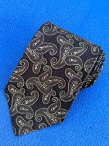 Authentic Ralph Lauren Paisley Design On Dark Gray 100% Silk Necktie Tie - Picture 1 of 13