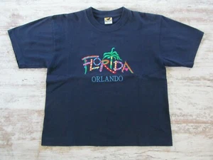 ORLANDO FLORIDA bunte Stickerei dunkelblau Damen M Tee kurzes T-Shirt SCHÖN! - Bild 1 von 9