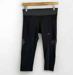 Adidas women's black Clima Lite crop logo active wide band leggings M/10-12 (800 - Picture 1 of 7