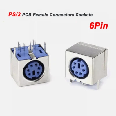1/10/50/200/500Pcs PS/2 PCB Female Connectors Keyboard/Mouse Sockets Purple 6Pin - Image 1 of 4