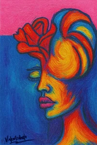 Limited Edition Canvas Print Valentinarte Flower Woman Silhouette Art Colorfull - Picture 1 of 4
