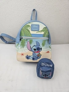 DISNEY LOUNGEFLY MINI BACKPACK LILO & STITCH TURTLE BEACH - Picture 1 of 8