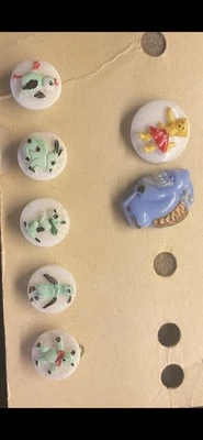 Vintage Kiddie Buttons Children's Novelty Buttons Hand-painted - Image 1 of 4