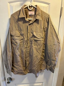 Vintage C.C. Camisa de pesca con mosca Filson para hombre XL 656 caqui al aire libre hecha en EE. UU. S3 - Imagen 1 de 7