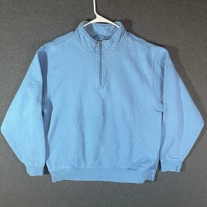 LL Bean Pullover Sweatshirt Mens 1/4 Zip LT Large Blue Knit Cotton Quarter Zip - Picture 1 of 6