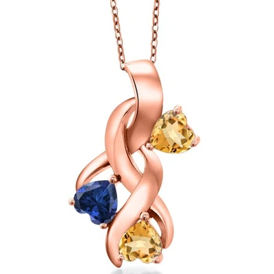 Colgante para mujer enchapado en oro rosa de 18 quilates citrino y zafiro creado Foto 1 de 4