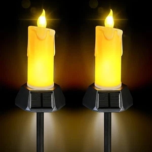 Solar Candles Outdoor Waterproof, Realistic Flickering Flames LED Candles wit... - Picture 1 of 8