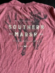 Southern Marsh Boys Long Sleeve T-Shirt Size Medium Red Pocket Duck Dog - Picture 1 of 7