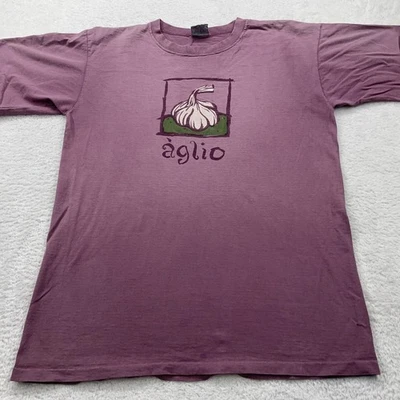 Camiseta De Colección Años 90 Tejón Aglio Gráfico Ajo Púrpura Hecha en EE. UU. Para Hombres L Foto 1 de 4