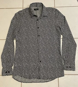 Phix Shirt M Mens Button Down Black White Stars All Over Print Long Sleeve - Picture 1 of 4