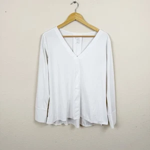 ADAY Something Tailored White Long Sleeve Top Size Medium - Picture 1 of 5